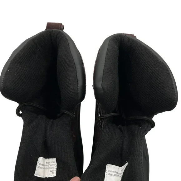 Totes Mens 9M Burgundy & Black Leather Snow Boots Rubber Soles Waterproof Shell - Picture 11 of 14